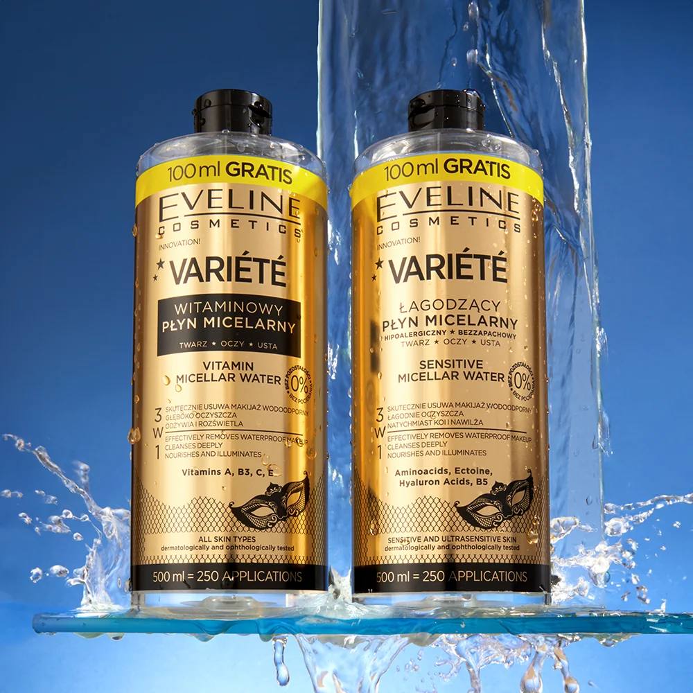 میسلار واتر اولاین ویتامین دار مخصوص پوست های حساس MICELLAR WATEWR EVELINE - تصویر 2